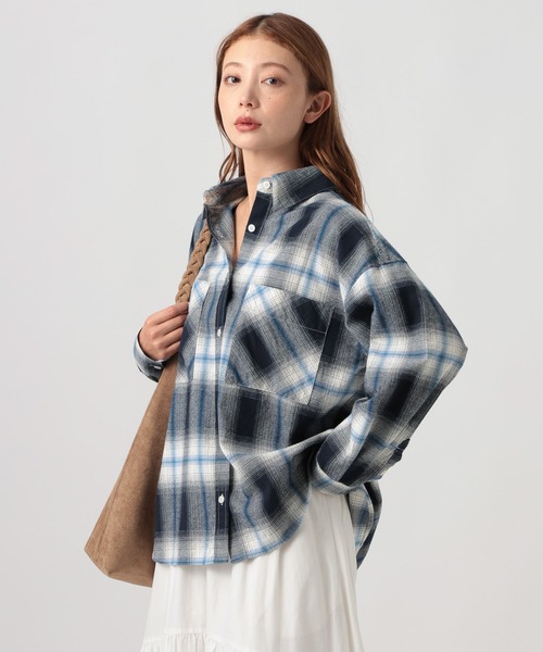 BAYFLOW(ベイフロー)の「ネルチェックシャツ(シャツ/ブラウス・レディース・ブラック/ベージュ/ネイビー・FREE)」の3枚目の写真