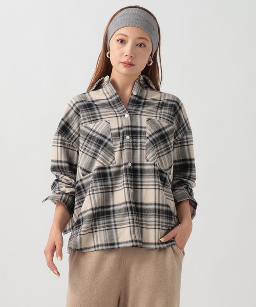 BAYFLOW(ベイフロー)の「ネルチェックシャツ(シャツ/ブラウス・レディース・ブラック/ベージュ/ネイビー・FREE)」の2枚目の写真