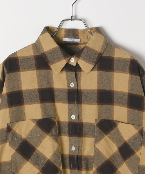 BAYFLOW(ベイフロー)の「ネルチェックシャツ(シャツ/ブラウス・レディース・ブラック/ベージュ/ネイビー・FREE)」の7枚目の写真