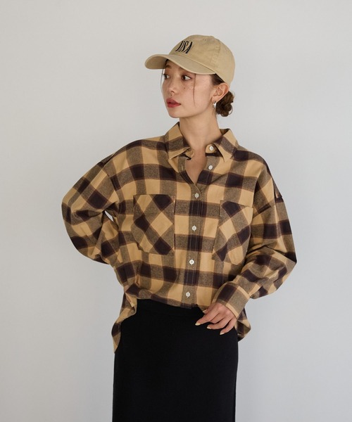 BAYFLOW(ベイフロー)の「ネルチェックシャツ(シャツ/ブラウス・レディース・ブラック/ベージュ/ネイビー・FREE)」の21枚目の写真