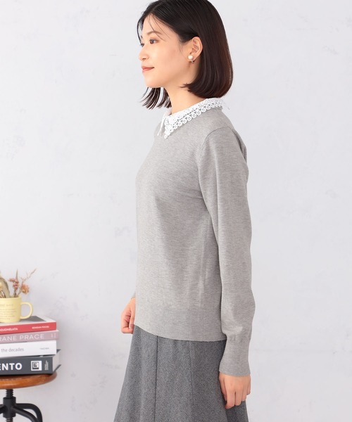 GALLORIA（ギャローリア）の「【キレメクニット】レース衿ニット（ニット/セーター・レディース・オートミール/ネイビー/グレー・LL/M/L/S）」の9枚目の写真