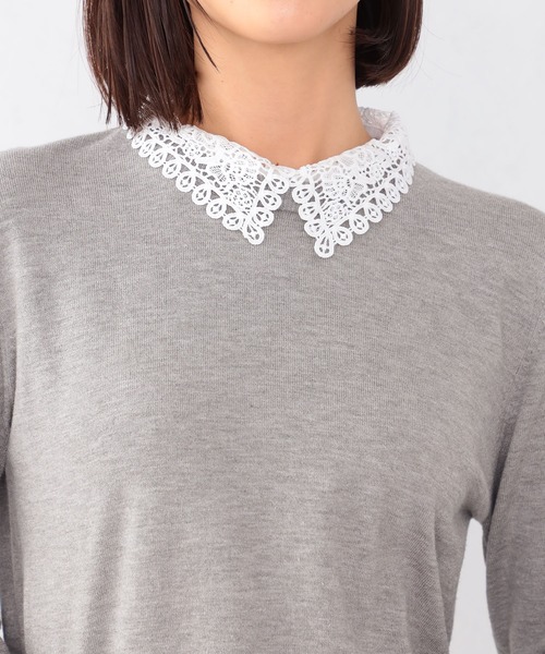 GALLORIA（ギャローリア）の「【キレメクニット】レース衿ニット（ニット/セーター・レディース・オートミール/ネイビー/グレー・LL/M/L/S）」の10枚目の写真