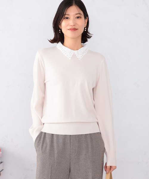 GALLORIA（ギャローリア）の「【キレメクニット】レース衿ニット（ニット/セーター・レディース・オートミール/ネイビー/グレー・LL/M/L/S）」の14枚目の写真