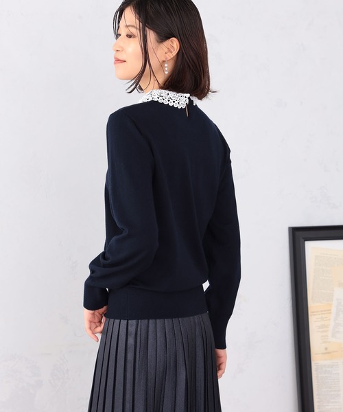 GALLORIA（ギャローリア）の「【キレメクニット】レース衿ニット（ニット/セーター・レディース・オートミール/ネイビー/グレー・LL/M/L/S）」の7枚目の写真
