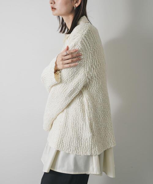 SENSE OF PLACE by URBAN RESEARCH(センスオブプレイスバイアーバンリサーチ)の「ポコポコルーズセーター(ニット/セーター・レディース・ブラック/アイボリー/レッド・ONE)」の5枚目の写真