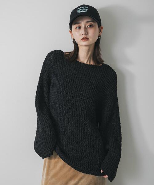 SENSE OF PLACE by URBAN RESEARCH(センスオブプレイスバイアーバンリサーチ)の「ポコポコルーズセーター(ニット/セーター・レディース・ブラック/アイボリー/レッド・ONE)」の12枚目の写真