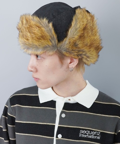 SPINNS(スピンズ)の「2WAYコットンフライトキャップ/防寒/耳当て付き/アビエーター/ユニセックス(キャップ・メンズ・ブラック/レッド/キャメル・ONESIZE)」の5枚目の写真