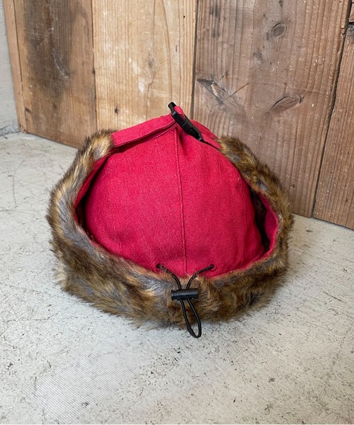 SPINNS(スピンズ)の「2WAYコットンフライトキャップ/防寒/耳当て付き/アビエーター/ユニセックス(キャップ・メンズ・ブラック/レッド/キャメル・ONESIZE)」の10枚目の写真