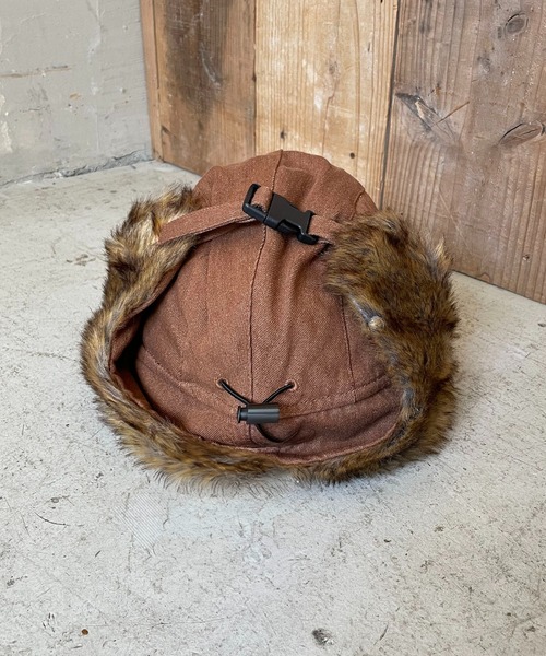 SPINNS(スピンズ)の「2WAYコットンフライトキャップ/防寒/耳当て付き/アビエーター/ユニセックス(キャップ・メンズ・ブラック/レッド/キャメル・ONESIZE)」の12枚目の写真