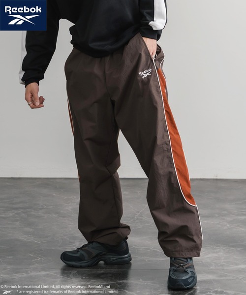 Reebok リーボック 裏メッシュロゴ刺繍パイピングイージーワイドパンツ