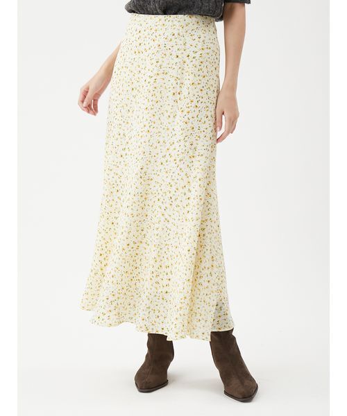 Mila Owen（ミラオーウェン）の「フラワープリントナロースカート（スカート・レディース・ブルー/ダークブラウン/イエロー・0/1）」の3枚目の写真