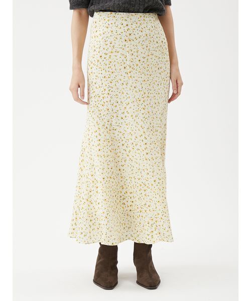 Mila Owen（ミラオーウェン）の「フラワープリントナロースカート（スカート・レディース・ブルー/ダークブラウン/イエロー・0/1）」の10枚目の写真