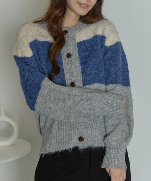 VIVID LADY（ビビッドレディー）の「カラーブロッキング ニットカーディガン（ニット/セーター・レディース・ブラウン/ネイビー・FREE）」の22枚目の写真