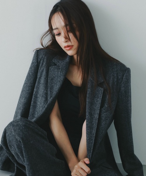 ヘリンボーンウールツイードジャケット（テーラードジャケット