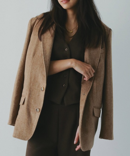 セール】ヘリンボーンウールツイードジャケット（テーラードジャケット