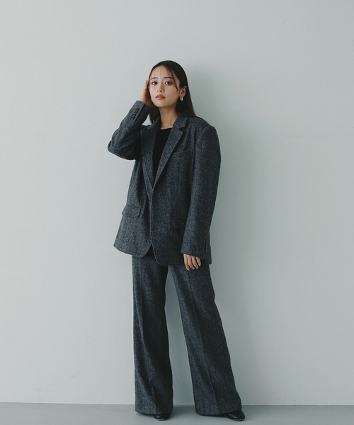 【新品】A JOINT カシミヤ テーラードジャケット ヘリンボーン AB7 ヘリンボーンウールツイードジャケット（テーラードジャケット