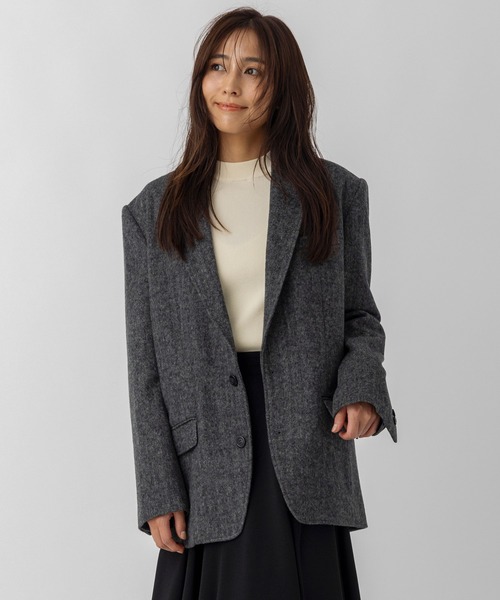 ヘリンボーンウールツイードジャケット（テーラードジャケット