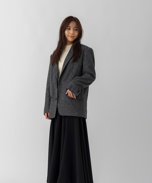 ヘリンボーンウールツイードジャケット（テーラードジャケット
