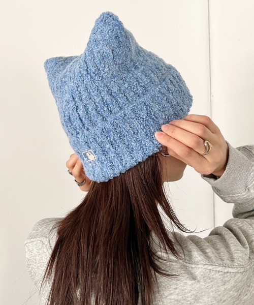 MLB KOREA 猫耳ニット帽　ビーニー　韓国限定 韓国限定】新品未使用 MLB Korea 猫耳ニット帽 ギョンミン着用 - メルカリ