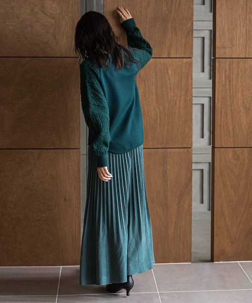 MAYSON GREY（メイソングレイ）の「スウェードライク消しプリーツスカート≪手洗い可能≫（スカート・レディース・グリーン/チャコールグレー/オフホワイト・M）」の18枚目の写真