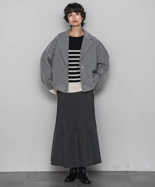 スウェードライク消しプリーツスカート≪手洗い可能≫（スカート