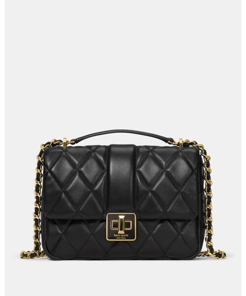 kate spade new york(ケイトスペード ニューヨーク)の「キャリー キルテッド スモール フラップ クロスボディ(ショルダーバッグ・レディース・ブラック・ONESIZE)」の1枚目の写真