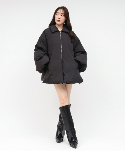 セール】ファー付ポンチョ風パフィーコート（ダウンジャケット/コート