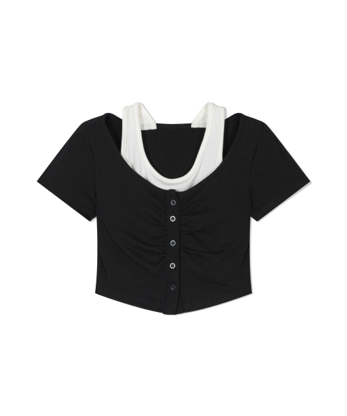MOAA(モア)の「ツインレイヤースクープTシャツ(ブラック)(Tシャツ/カットソー・レディース・その他・SMALL/MEDIUM)」の2枚目の写真