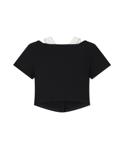 MOAA(モア)の「ツインレイヤースクープTシャツ(ブラック)(Tシャツ/カットソー・レディース・その他・SMALL/MEDIUM)」の3枚目の写真