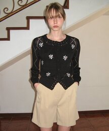 SINOON（シヌーン）の「CROCHET FLOWER CARDIGAN (BLACK)（カーディガン/ボレロ）」