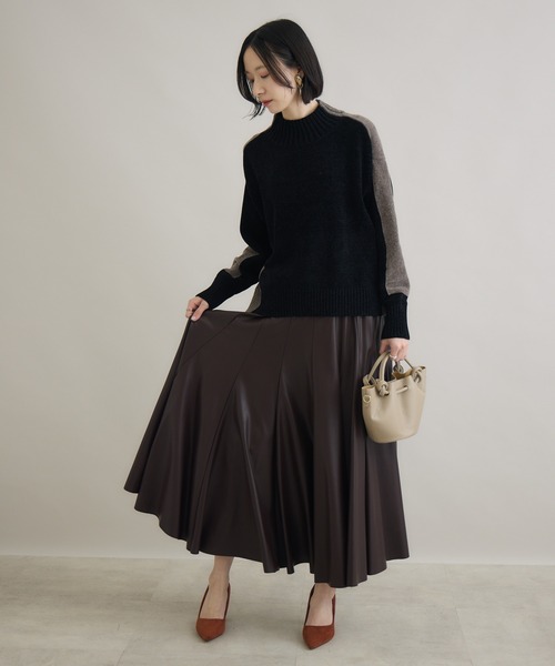 Paradise Picnic（パラダイスピクニック）の「TRANOI. エコレザーサーキュラースカート（スカート・レディース・ベージュ/ブラウン/ブラック・FREE）」の5枚目の写真