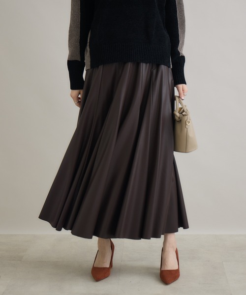Paradise Picnic（パラダイスピクニック）の「TRANOI. エコレザーサーキュラースカート（スカート・レディース・ベージュ/ブラウン/ブラック・FREE）」の9枚目の写真