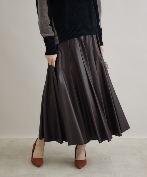 Paradise Picnic（パラダイスピクニック）の「TRANOI. エコレザーサーキュラースカート（スカート・レディース・ベージュ/ブラウン/ブラック・FREE）」の10枚目の写真