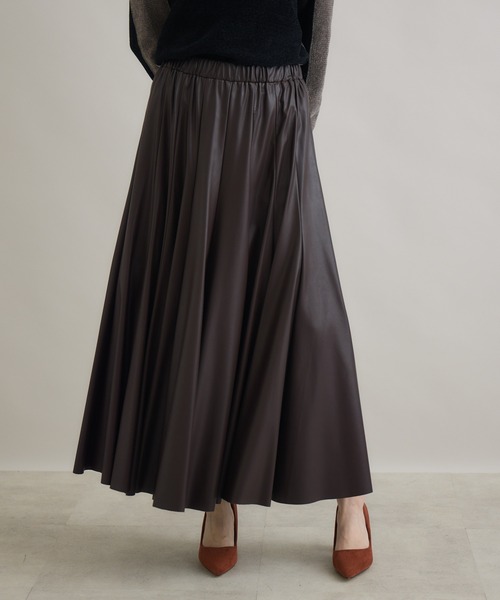 Paradise Picnic（パラダイスピクニック）の「TRANOI. エコレザーサーキュラースカート（スカート・レディース・ベージュ/ブラウン/ブラック・FREE）」の11枚目の写真