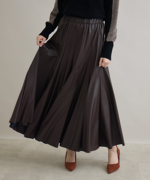 Paradise Picnic（パラダイスピクニック）の「TRANOI. エコレザーサーキュラースカート（スカート・レディース・ベージュ/ブラウン/ブラック・FREE）」の12枚目の写真