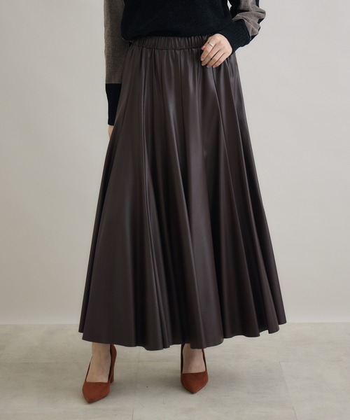 Paradise Picnic（パラダイスピクニック）の「TRANOI. エコレザーサーキュラースカート（スカート・レディース・ベージュ/ブラウン/ブラック・FREE）」の13枚目の写真