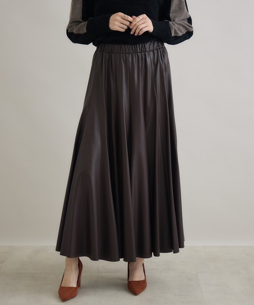 Paradise Picnic（パラダイスピクニック）の「TRANOI. エコレザーサーキュラースカート（スカート・レディース・ベージュ/ブラウン/ブラック・FREE）」の14枚目の写真