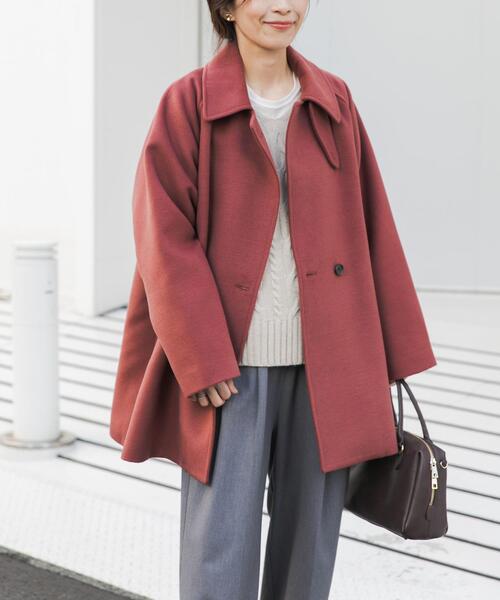 URBAN RESEARCH DOORS（アーバンリサーチドアーズ）の「『UR TECH』ミドル丈コート（その他アウター・レディース・ネイビー/ベージュ/レッド系その他・MEDIUM）」の9枚目の写真
