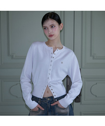 Eyelet Round Cardigan [White]