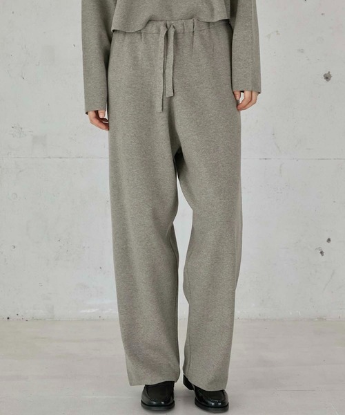 LA PEAU DE GEM アンチピリングニットパンツ ブラウン36 セール】【LA PEAU DE GEM】antipilling knit pants/アンチピリング