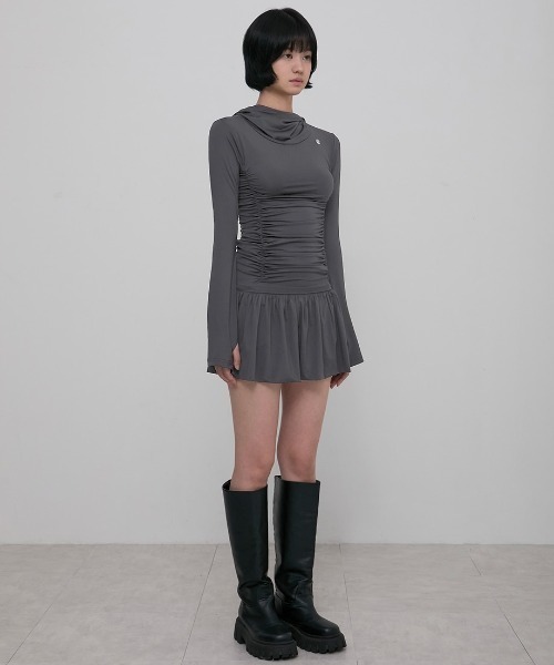 セール】【FLAREUP】Hooded High Neck Long Dress / 【フレアアップ