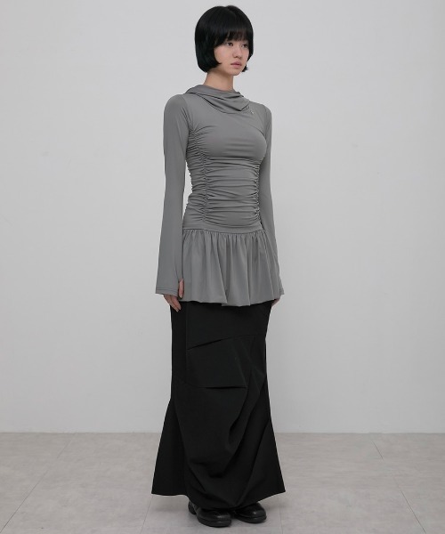 セール】【FLAREUP】Hooded High Neck Long Dress / 【フレアアップ