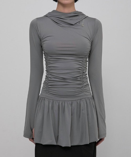 セール】【FLAREUP】Hooded High Neck Long Dress / 【フレアアップ