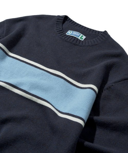 DISCUS ATHLETIC（ディスカス　アスレチック）の「ウールブレンドロゴ配色ニットセーターミッドナイトパープル（ニット/セーター・レディース・その他・X-LARGE/LARGE）」の3枚目の写真