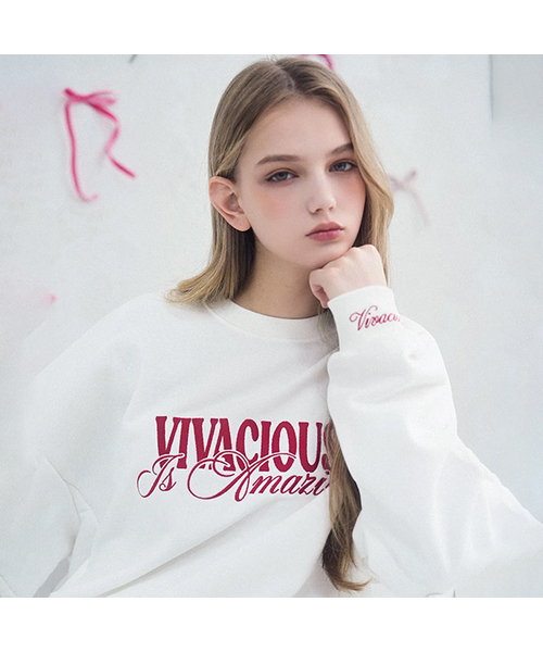 Vivacious(ビバシャス)の「VV Amazing Sweatshirt - 6COL(スウェット・レディース・ブラック/ホワイト/アイボリー/グリーン/ネイビー/グレー・SMALL/MEDIUM)」の3枚目の写真