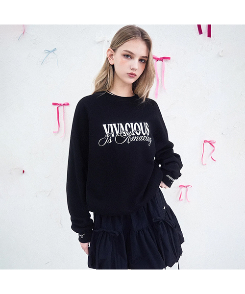 Vivacious(ビバシャス)の「VV Amazing Sweatshirt - 6COL(スウェット・レディース・ブラック/ホワイト/アイボリー/グリーン/ネイビー/グレー・SMALL/MEDIUM)」の1枚目の写真