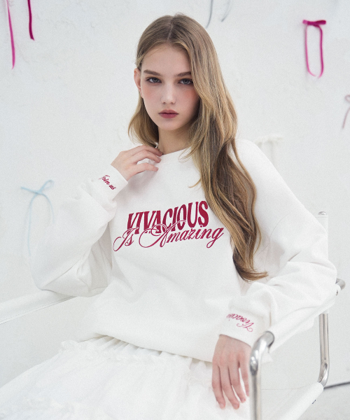 Vivacious(ビバシャス)の「VV Amazing Sweatshirt - 6COL(スウェット・レディース・ブラック/ホワイト/アイボリー/グリーン/ネイビー/グレー・SMALL/MEDIUM)」の7枚目の写真