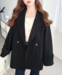 moment+ | ニットメルトンダブルボタンジャケットミドルコート(チェスターコート)