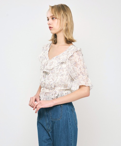 ME COUTURE(ミークチュール)の「フルールラメシフォンブラウス(シャツ/ブラウス・レディース・イエロー/ピンク・FREE)」の6枚目の写真