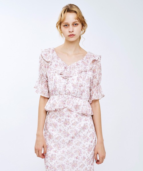 ME COUTURE(ミークチュール)の「フルールラメシフォンブラウス(シャツ/ブラウス・レディース・イエロー/ピンク・FREE)」の13枚目の写真